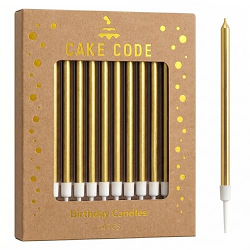 CAKE CODE Gold Long Thin Birthday Candles Cake Candles Birthday Parties Wedding Decorations Party Candles