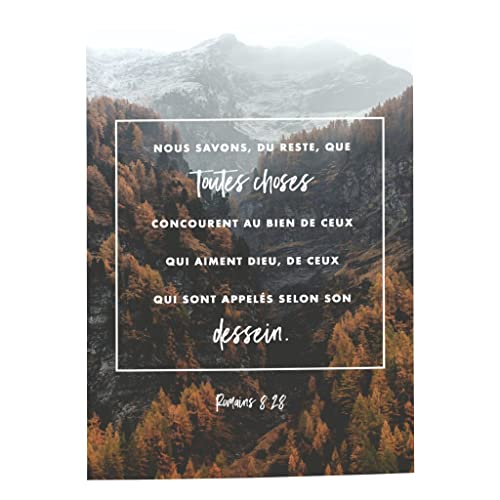 Affiche Bible Romains 8:28 cadeau religieux idéal pour baptême et communion