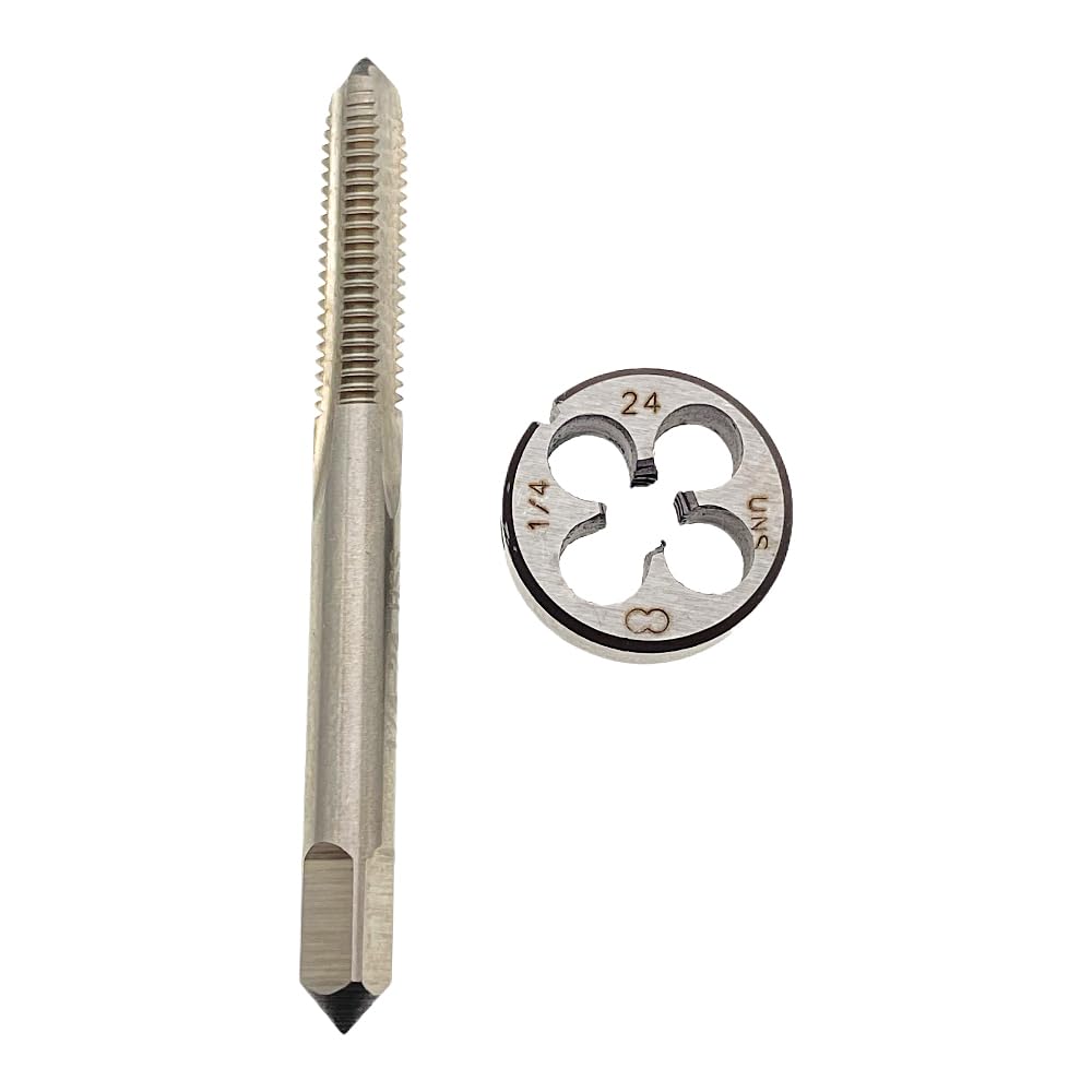 1/4-24 Tap Die Set RH Right Hand 1/4x24 Thread Tap and Die Machine, 1/4 x 24 Thread Tap Die RH 1/4-24 Die Tap Straight Flute Tap Tool