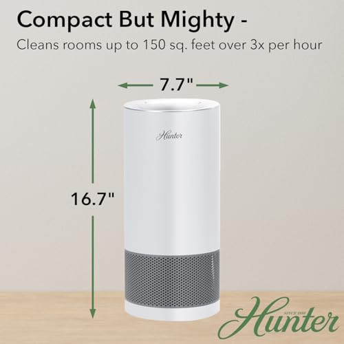 Hunter HP450UV Round Air Purifiers for Home, True HEPA Air Purifier Tower for Pets, Odors, Allergens, Smoke, Dust, VOC's. HEPA Air Purifiers for Bedroom and Small Room. Black - Image 5