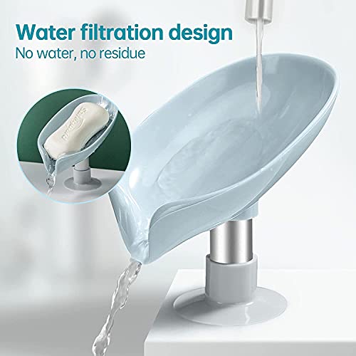 2 Pcs Suction Soap Dishes With Drainage, Shower Soap Holder For Bathroom, Leaf Shape Bar Soap Tray, Soap Box For Kitchen Sponge.easy Cleaning. #TOP2