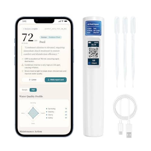 vispect Digital Pool Water Tester 12-in-1 AI Electronic Salt Pool Tester
