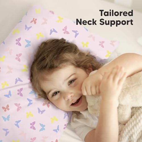 Image of KeaBabies Organic Toddler Pillow with Pillowcase, Jumbo 14X20 (Flutter) | Soft Cotton Toddler Pillows for Sleeping, Machine Washable, Perfect for Travel, School, Daycare, Nap, Kids Toddler Bed Set