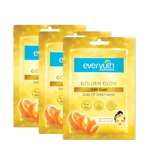 Everyuth Naturals Golden Glow 24K Gold Sheet Mask Pack of 3