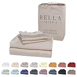 Bella Coterie Luxury Bamboo Viscose Queen Size Sheet Set | 100% Organically Grown | Ultra Soft | Cooling for Hot Sleepers | 18' Deep Pocket [Dune]