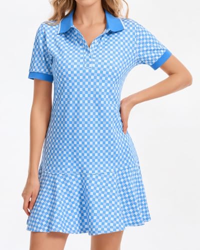 Image of YEXPINE Polo Dress for Women Short Sleeve Ruffle Hem Golf Tennis Summer Mini Dresses