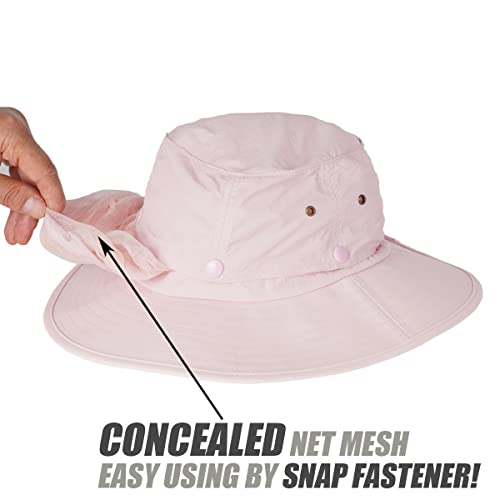 Image of USHAKE Head Net Hat, Safari Hat Sun Hat Bucket Hat with Hidden Net Mesh