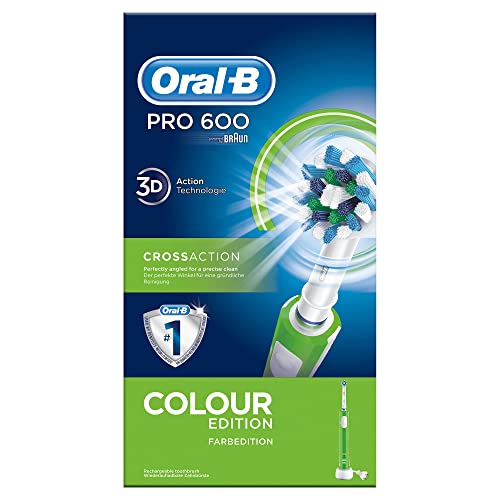 Cepillos De Dientes Electricos Oral B Oral-B PRO 600 CrossAction Cepillo de Dientes Eléctrico con Mango Recargable, Tecnología Braun y 1 Cabezal de Recambio -...