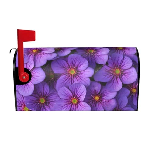 Purple Lily Flowers Print Mailbox Cover Durable Oxford Cloth for American Standard & Large Size Mailboxes