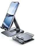 Lamicall Aluminum Metal Adjustable Cell Phone Stand Desk - Heavy Duty Aluminum Metal Foldable Desktop Phone Holder, Cradle, Dock, for iPhone 16 15 14, Plus, Pro, Pro Max, 13 12 X XS,4-11'' Phone Grey