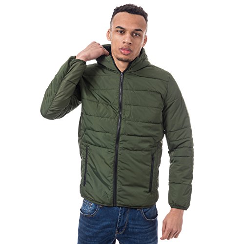 Mens Jack Jones Mens Bin Puffer Jacket in Green - S