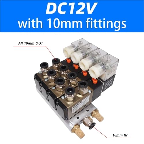 Électrovanne quadruple 4V210-08 DC12V à 9 stations avec raccords de 10mm