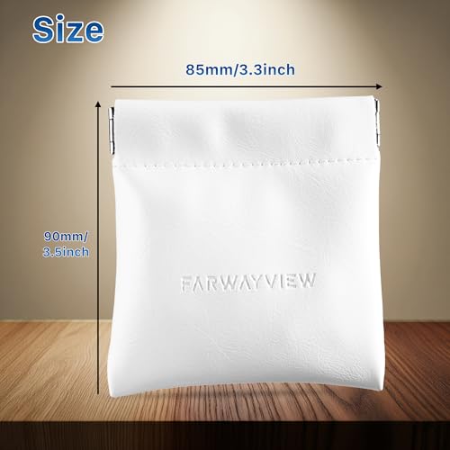 Squeeze Coin Purse (2-Pack) - Small Vegan Leather Change Pouch for Women & Men, Minimalist Essentials Pouch for Coins, Cash, Earbuds - White3