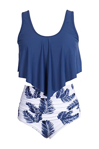 Image of Women High Waisted Bikini Swimsuit Flounce Vintage 2 Piece Bathing Suits