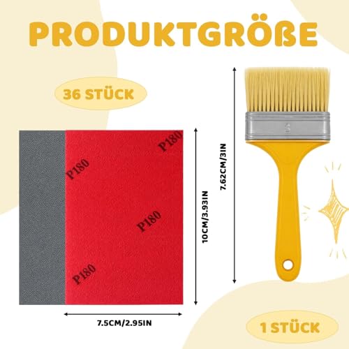 36 Stück Schleifschwamm, Schleifpapier, P180-P4000 Nass Und Trockenschleifpapier, Flexibles Schleifpad Schmirgelpapier, Fein Schleifpapier Schleifpads für Metall, Holz, Farbe, Autokarosseriereparatur