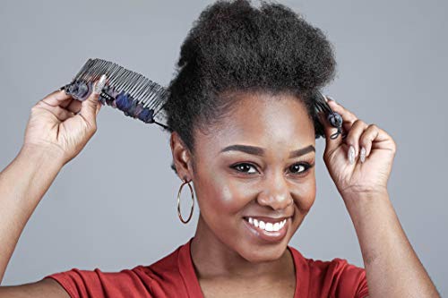 Large Stretch Banana Clip For Natural Curly, Wavy, Frizzy & Coily Hair - Sturdy Hold With No Damage Or Creases - Make Comfy Protective Low Manipulation Hairstyles (Storm Blue With Bead Closure) #TOP3