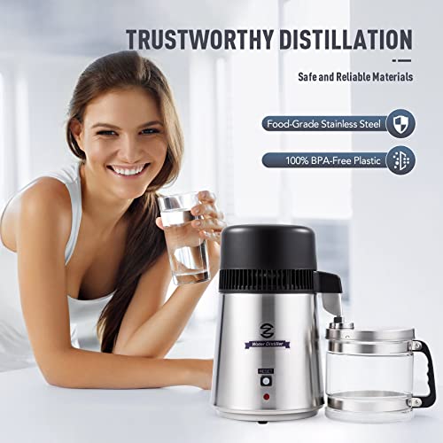 Co-Z DWD-BRUS-00 4L Brushed Stainless Steel Countertop Distiller Machine, Home Distilled Water Maker thumb #2