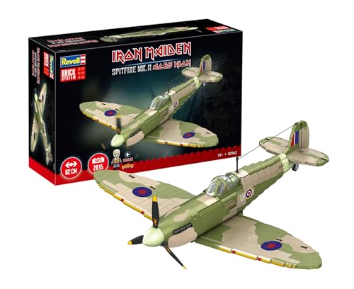 Revell Brick System Iron Maiden Spitfire MK.II Aces High | Klemmbaustein Set 1:18 mit 2802 Teilen | mit Eddie Pilot Figur beweglichem Propeller & Cockpit | ab 18 Jahren