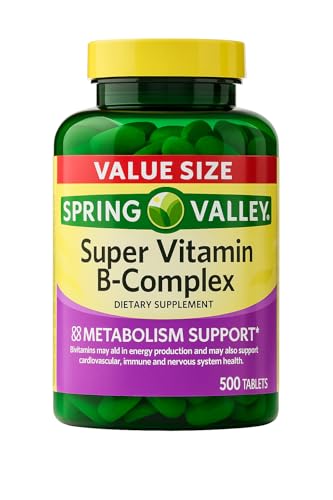 Vitamin B Complex Super B Complex Vitamins B12 VIT B Complex with Thiamine Biotin Folate Pantothenic Acid Energy and Metabolism Support 500 Count + UB Store Sticker (Pack of 1)
