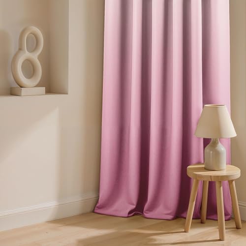 Image of Ultimate Trends Room Darkening Ombre Curtain | Polyester Gradient | Room Doors and Window| 6 FEET Pack of 2,Dusty Rose Mist