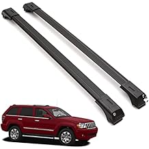 ERKUL Roof Rack Cross Bars for Jeep Grand Cherokee 2005-2010| Aluminum Crossbars with Anti Theft Lock for Rooftop | Compatible with Raised Rails - Black