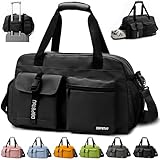 DBPBToU Bolsa Deporte Mujer Hombre con Compartimento para Zapatos de Ventilación, Bolsa Fitness con Compartimento para Ropa Mojada, Bolsa de Viaje Mujer (Negro)