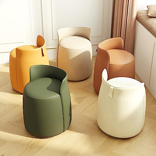Taburete redondo de cuero para dormitorio y vestidor 7