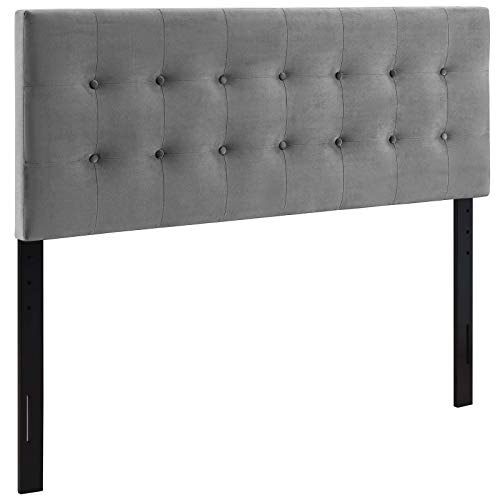 Image of Modway Emily King Biscuit Tufted Performance Velvet Headboard, Gray