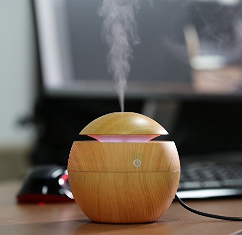 GLIVE (LABEL) Portable Mini Aroma Essential Oil Diffuser, Wood Grain Cool Mist Humidifier Aromatherapy Humidifier Office Desktop Home Travel Water Spray Mist Humidifier