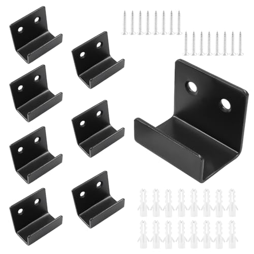 Image of Black Tile Wall Mount Bracket, 8 Pcs, Inner Width 25mm | Stainless Steel, Heavy Duty, For Mirrors & Pictures, Ceramic Tile Display