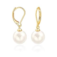 Gold Plated White Round Pearl French Hooks