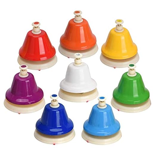 Quisiete Campanas de Escritorio, Campanas de Mano de Metal DiatóNico de 8 Notas, Campanas de MúSica ArcoíRis, Instrumento de PercusióN de EnseñAnza de Aprendizaje Musical