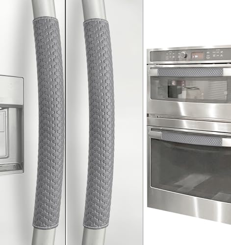 Refrigerator Door Handle Covers 4 PCS Performance Appliance Handle Covers Non-Slip Fridge Door Handle Covers Keep Your Kitchen Clean Microwave Oven Dishwasher door Handle Protectors(Dark Gray)