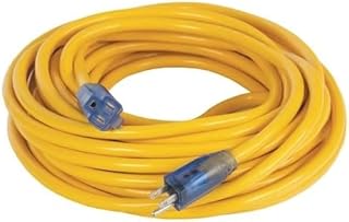 DEWALT 50 Foot 10/3 SJTW Lighted Extension Cord - Heavy Duty Outdoor, Waterproof, Weatherproof, Heat & Corrosion Resistant Industrial Strength Light Up Prong Outlet Plug Power Cord