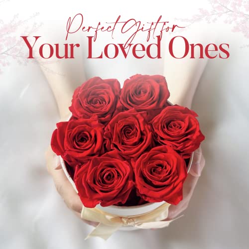 Aromeo 7 Red Roses & Wood Wick Scented Candles Gift Box | Preserved Fresh Flowers For Delivery Prime | Crackling Scented Candles | Valentines Gift Box For Her, Mom, Girlfriend, Anniversary, Birthday #TOP1