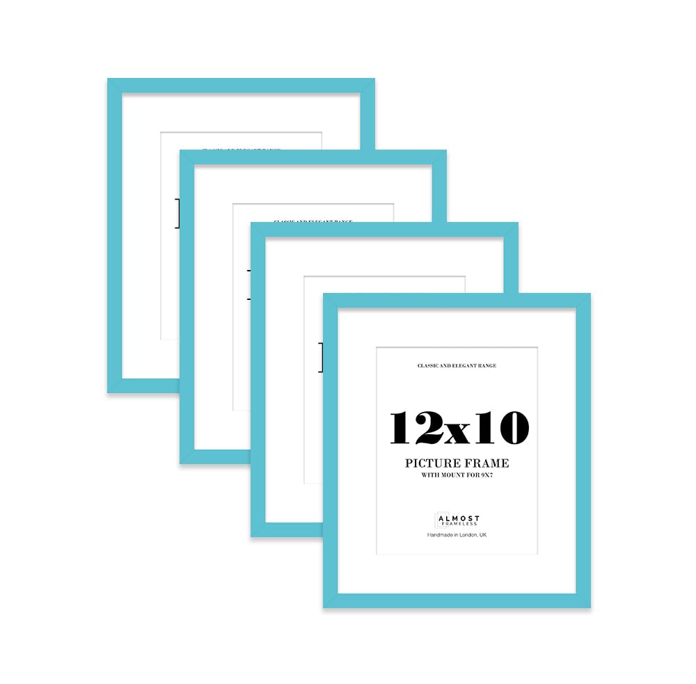 Turquoise Picture Frame 12x10 With 9x7 Mount for Photos - Wall & Table Display, Landscape or Portrait, 4 Pack — image 1
