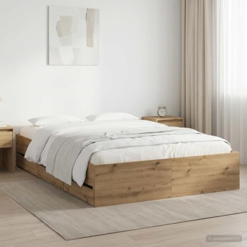 vidaXL Cadre de lit avec Rangement Chêne Artisanal 140 x 190 cm – vue 2
