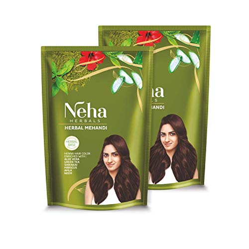 Neha Herbal Mehandi – 140 g (2 unidades) – Tinte de pelo natural con shikakai, amla, neem y aloe vera, fórmula de hierbas ayurvédicas para un cabello sano y brillo con Kajal