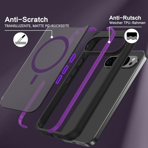 Coque Google Pixel 9 magnétique transparente mate résistante aux chocs compatible MagSafe
