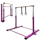 JC-ATHLETICS Gymnastic Kip Bar,Kids Girls Junior Ages 3-15,3' to 5' Adjustable Height,Home Gym Equipment,Home Training,1-4 Levels,260lbs Weight Capacity