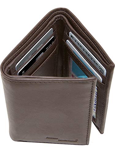 Genuine Leather Wallets For Men - Slim Minimalist Trifold Mens Wallet With ID Window RFID Blocking Box Gifts For Men