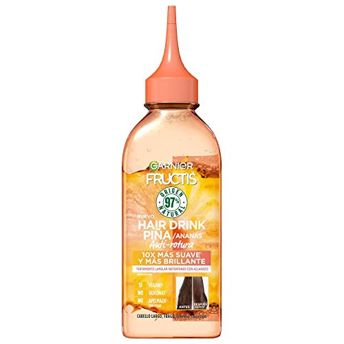 Garnier Fructis Hair Drink Piña Tratamiento Lamelar Instantáneo con Aclarado, Acondicionador Líquido, Para Cabellos Largos y Frágiles, 200ml