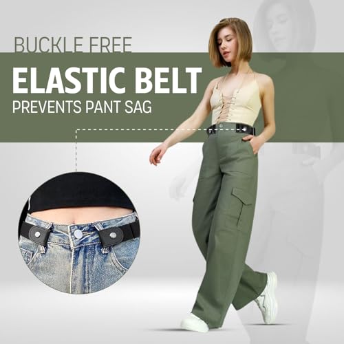 Image of Homeaura Buckle-Free Elastic Belt for Women & Men | Adjustable Invisible Waist Belt for Jeans, Dresses, Pants | No Buckle Strap for Comfort Fit & Style