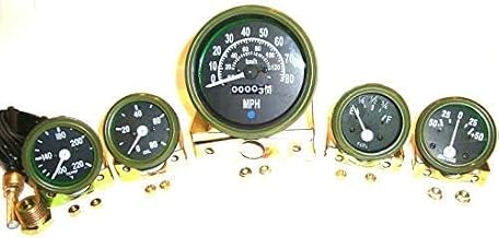Willys Gauge kit Speedometer 0-80mph Temp amp Fuel Oil 12V Compatible with Willys Jeep Ford MB M38 MB, GPW, CJ2A, CJ3A and Early CJ3B 1952 in Olive Green Bezel