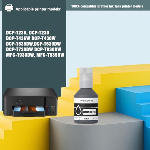 Image of KOSH BTD100 Refill Ink Compatible with Brother DCP-T236, DCP-T230, DCP-T436W, DCP-T430W, DCP-T535DW, DCP-T530DW, DCP-T730DW, DCP-T830DW, MFC-T930DW Printers