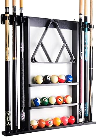 6 Pool Billiard Stick Holder Wall Billiard Cue Rack, Pool Cue Rack, Pool Cue Solid Wood Pool Cue Stick Holder (Cue Rack Only)