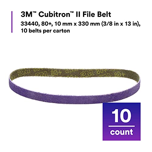 Image of 3M 33439 Cubitron II 3 /8 inch x 13 inch File Belt - 10 Belts /Box