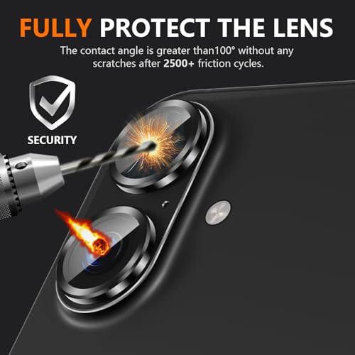 Protecteur d'objectif iPhone 16 anti-rayures cache métal givré noir - 5