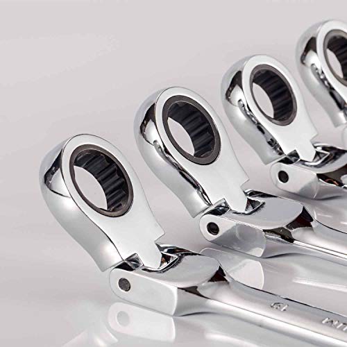 Qnkaa Ratchet Spanner Set 12pcs Metric Flexible Combination Wrench with Gear Ring Open-end Box-end Flex Flexi Head DIY Hand Tools Kit in Roll Bag 8-19mm 5 Qnkaa Ratchet Spanner Set 12pcs Metric Flexible Combination Wrench with Gear Ring Open-end Box-end Flex Flexi Head DIY Hand Tools Kit in Roll Bag 8-19mm - Image 5