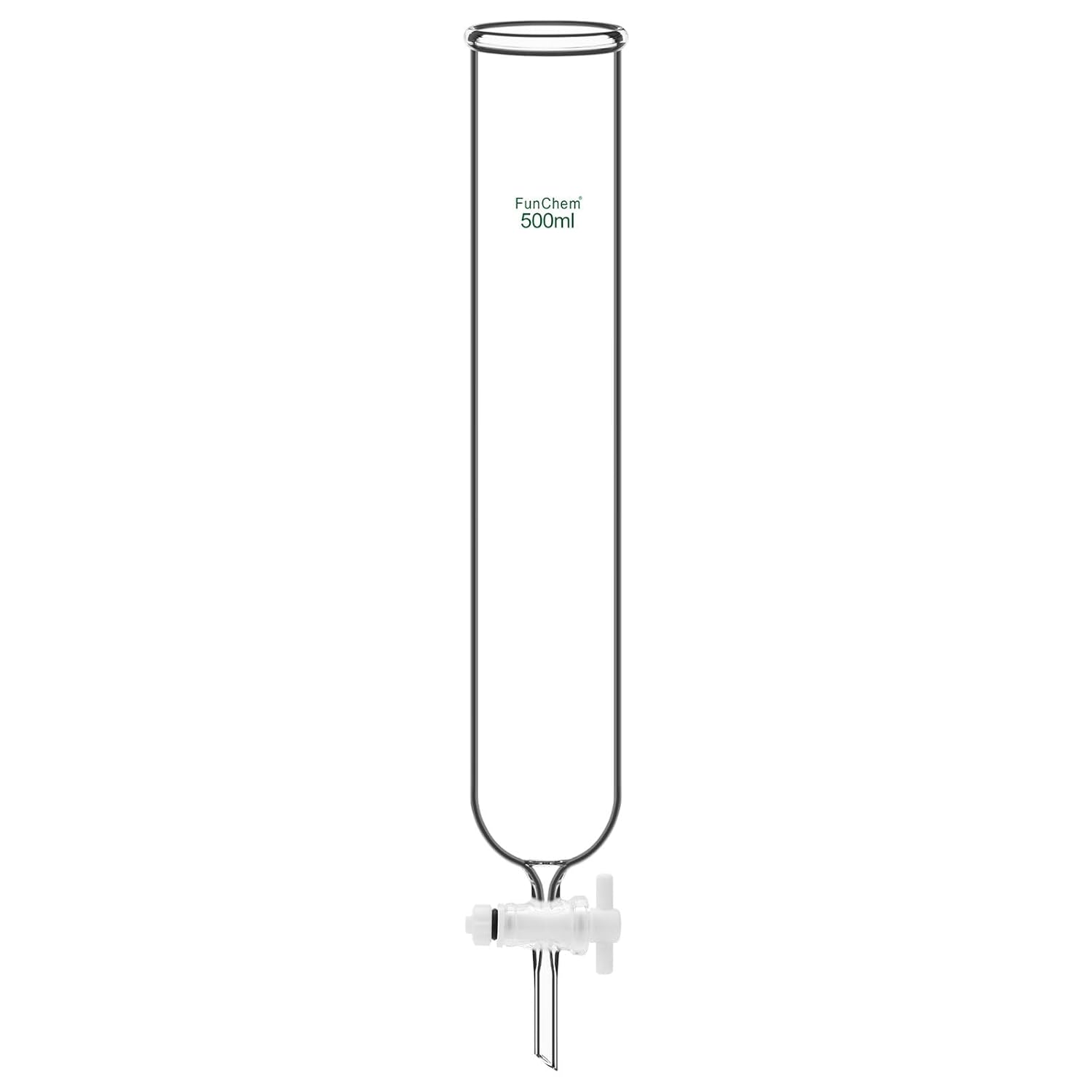 FunChem Dropping Funnel with PTFE Stopcock, 500ml Borosilicate Glass Lab Funnel for Precise & Controlled Liquid Addition in Laboratory Experiments